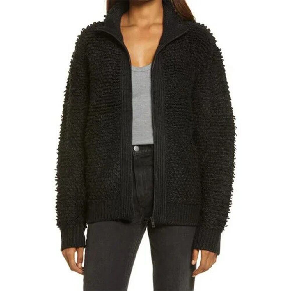 NWT Treasure & Bond Cardigan Womens Small Black Loop Yarn Long Sleeve Sweater